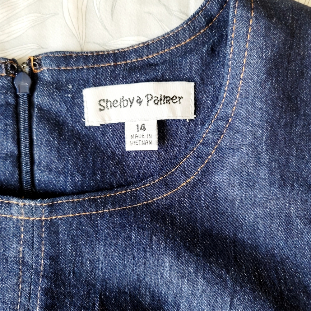 Shelby & Palmer Navy Blue Denim Dress with Contrast Topstitching
